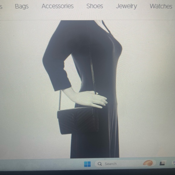 saint laurent grain de poudre matelasse chevron monogram chain wallet black - Picture 12 of 12